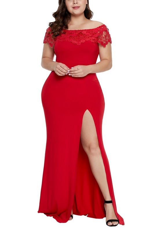 Dámské červené plus size společenské šaty Amadea