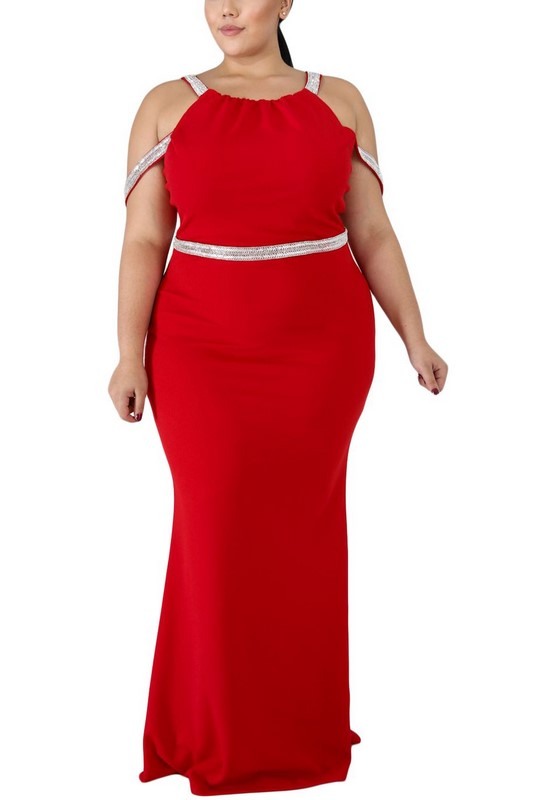Dámské červené plus size společenské šaty Eleonora