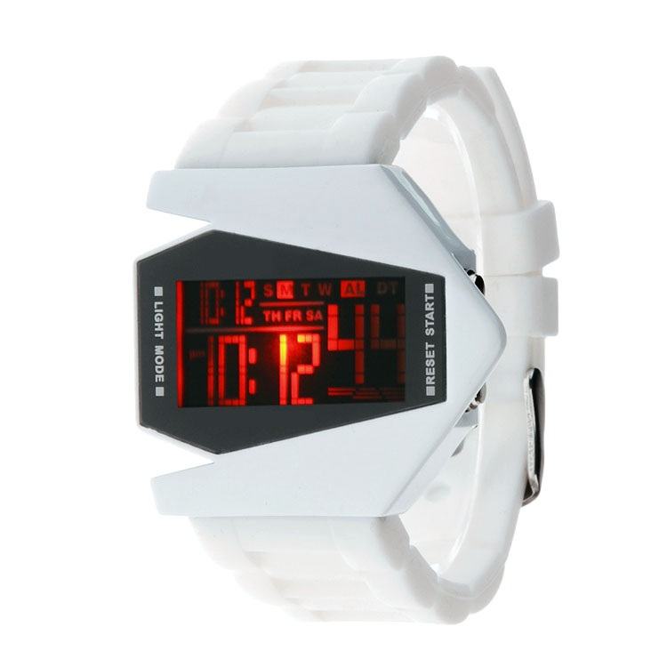 LED hodinky AIRCRAFT - bílé