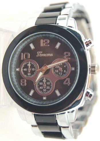 Dámské hodinky Geneva Stripe - Silver Black