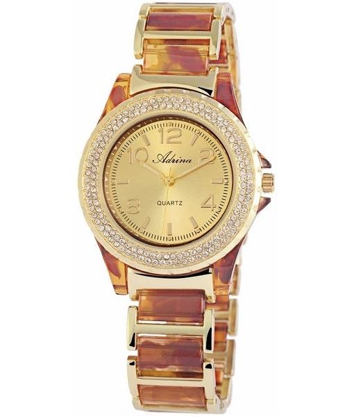 Dámské hodinky Adrina - zlaté hnědé