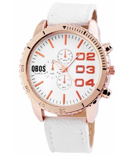 Pánské hodinky QBOS bílé Gold