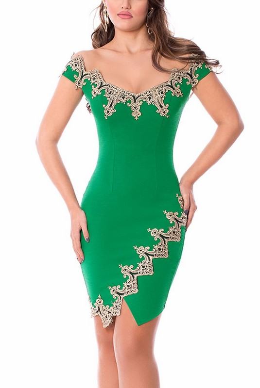 Dámské šaty s aplikací Vanda - zelené