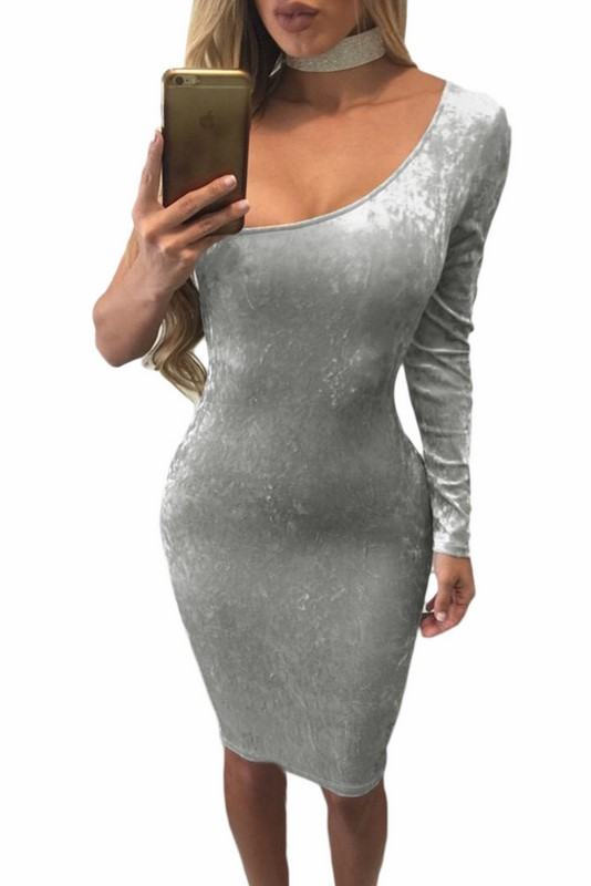 Semišové bodycon šaty Medea - šedé