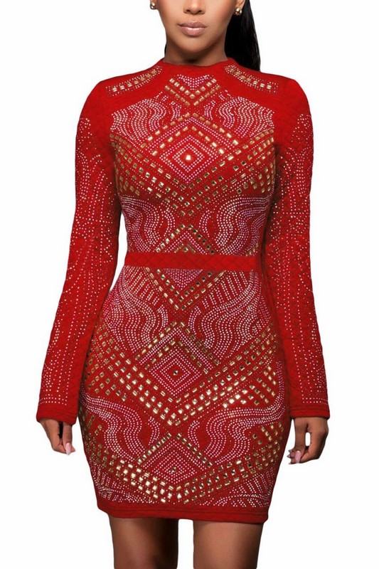 Vykládané dámské šaty Nicole - červené