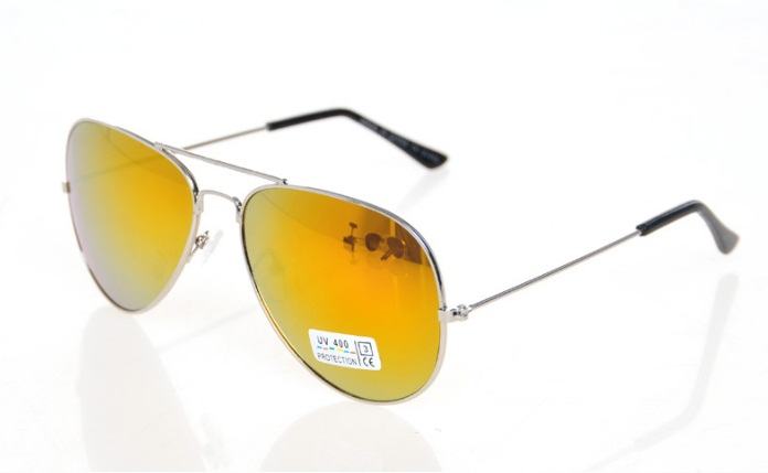 Sluneční brýle AVIATOR - pilotky stříbrný kovový rám GOLD