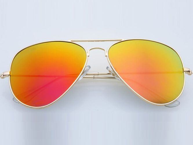 Sluneční brýle AVIATOR - pilotky zlatý kovový rám zlaté skla