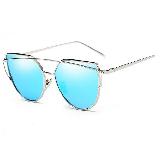 Dámské sluneční brýle Glam stříbrný rám modré skla