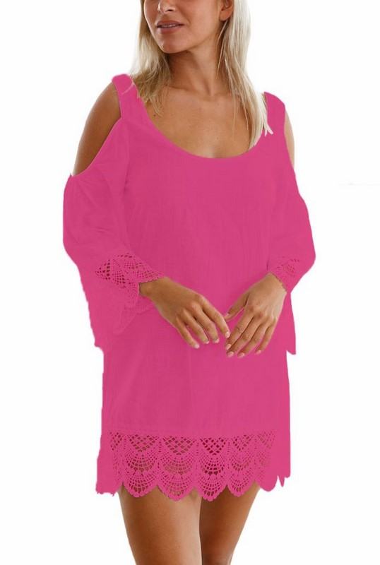 Plážové šaty s krajkou Lyric - růžové