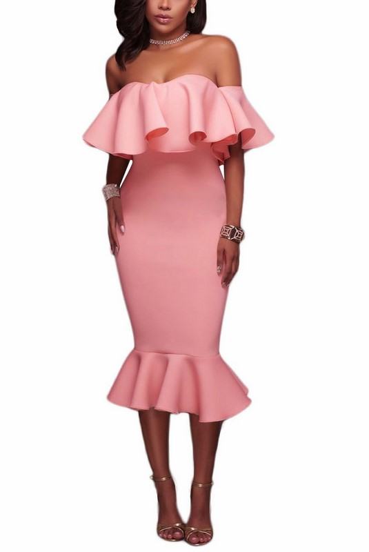Dámské šaty s volánem Angelica - light pink