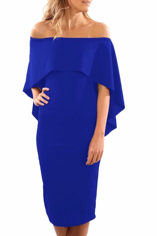 Midi šaty s volánem Orlean - modré