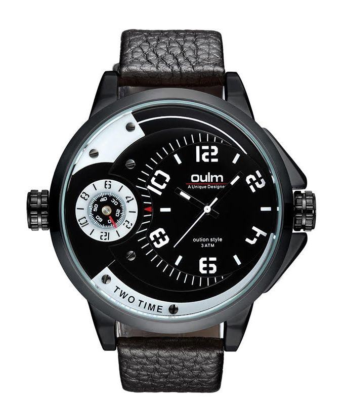 Pánské hodinky Oulm Dual Luxury - černé bílé