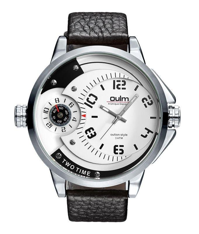 Pánské hodinky Oulm Dual Luxury - stříbrno bílé