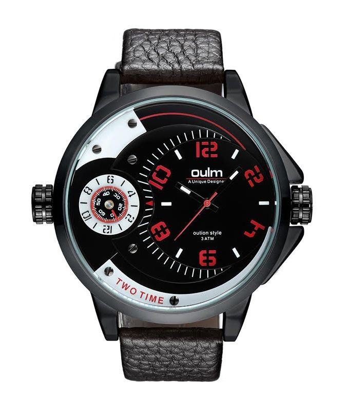 Pánské hodinky Oulm Dual Luxury - černo červené