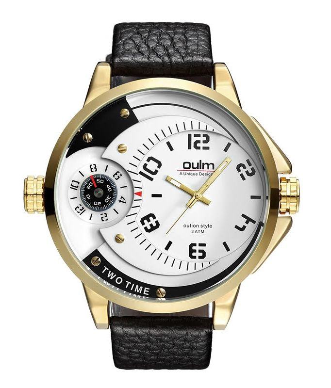 Pánské hodinky Oulm Dual Luxury - zlato bílé