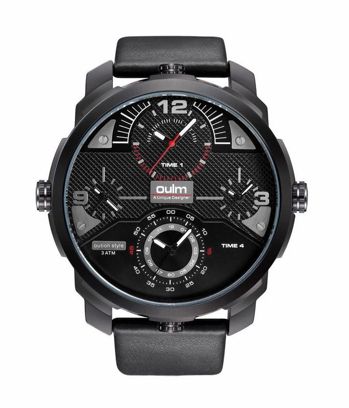 Pánské hodinky Oulm Quad černo červené