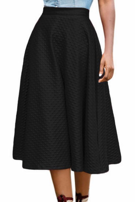 Černá midi sukně Estel - kožený look
