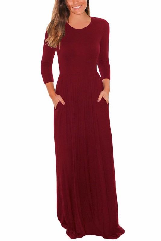 Dlouhé dámské šaty Lisa - burgundy
