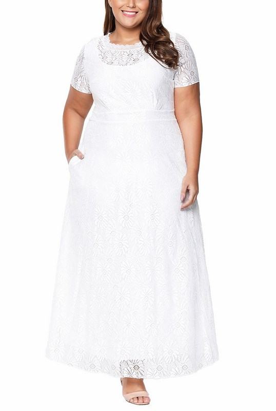 Dlouhé plus size šaty Joanna - bílé