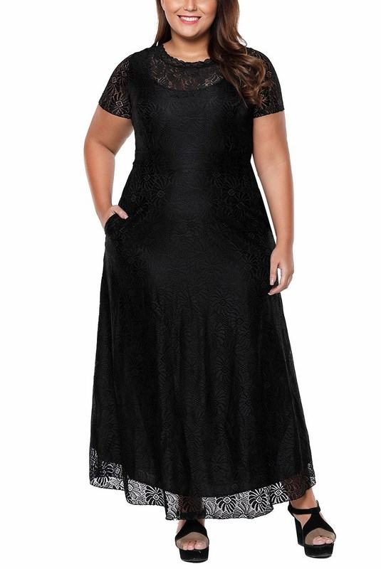 Dlouhé plus size šaty Joanna - černé