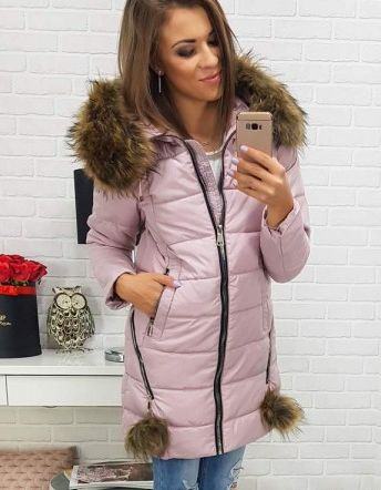 Prošívaná zimní dámská bunda - růžová ty0275