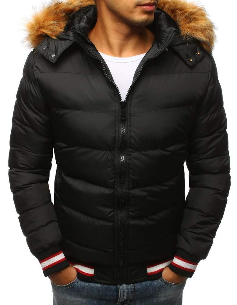 Černá zimní pánská bunda s kapucí vtx2327