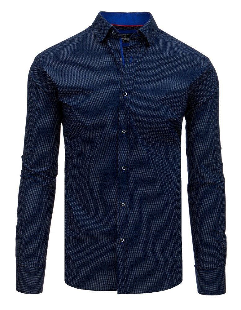Moderní pánská košile modrá se vzorem dx1772