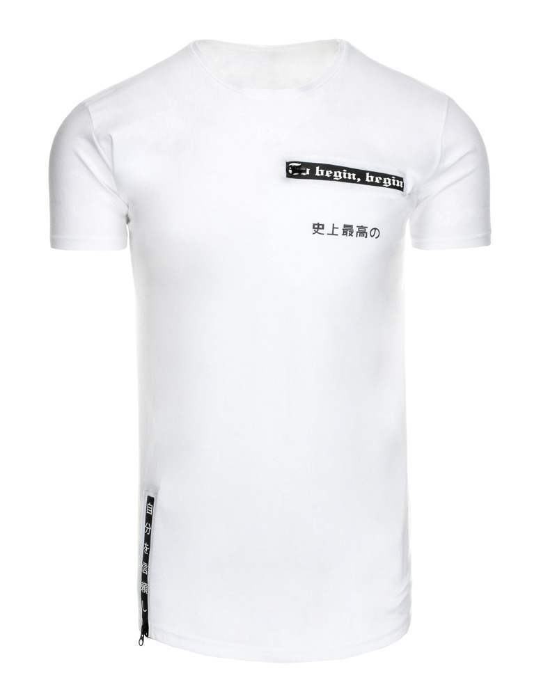 Zajímavé bílé pánské tričko vrx1979