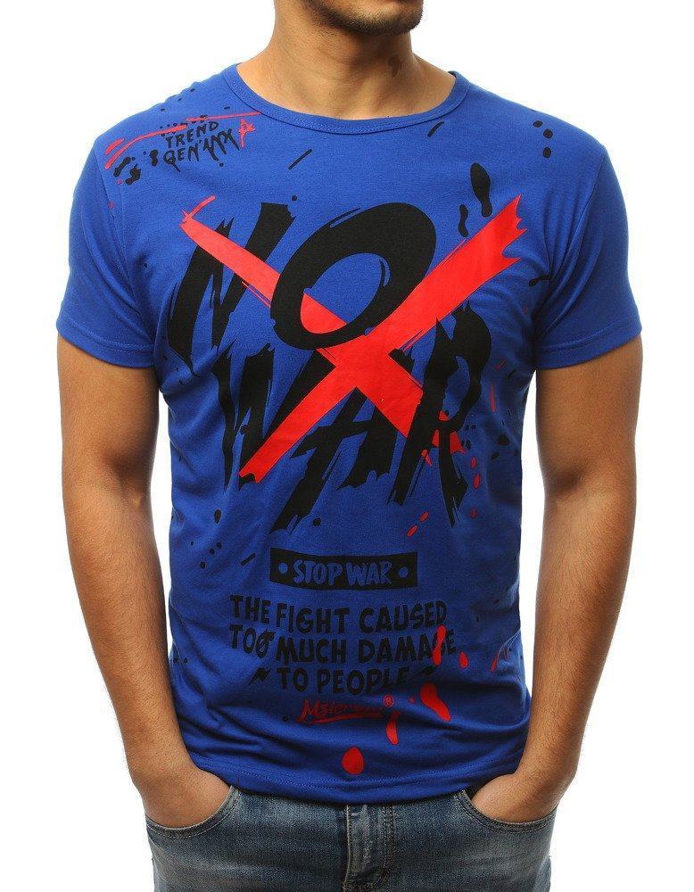 Trendové pánské tričko modré s potiskem rx3065