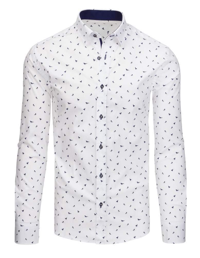 Pánská košile s netradičním vzorem bílá vdx1436