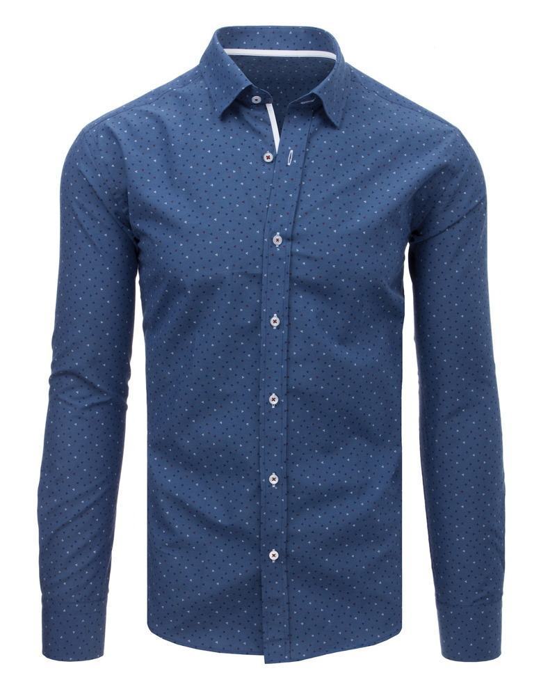 Stylová modrá vzorovaná pánská Slim Fit košile dx1593