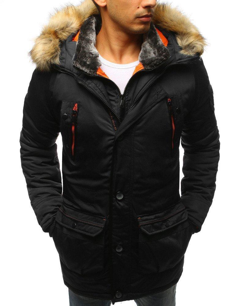 Pánská trendová černá zimní bunda tx2984