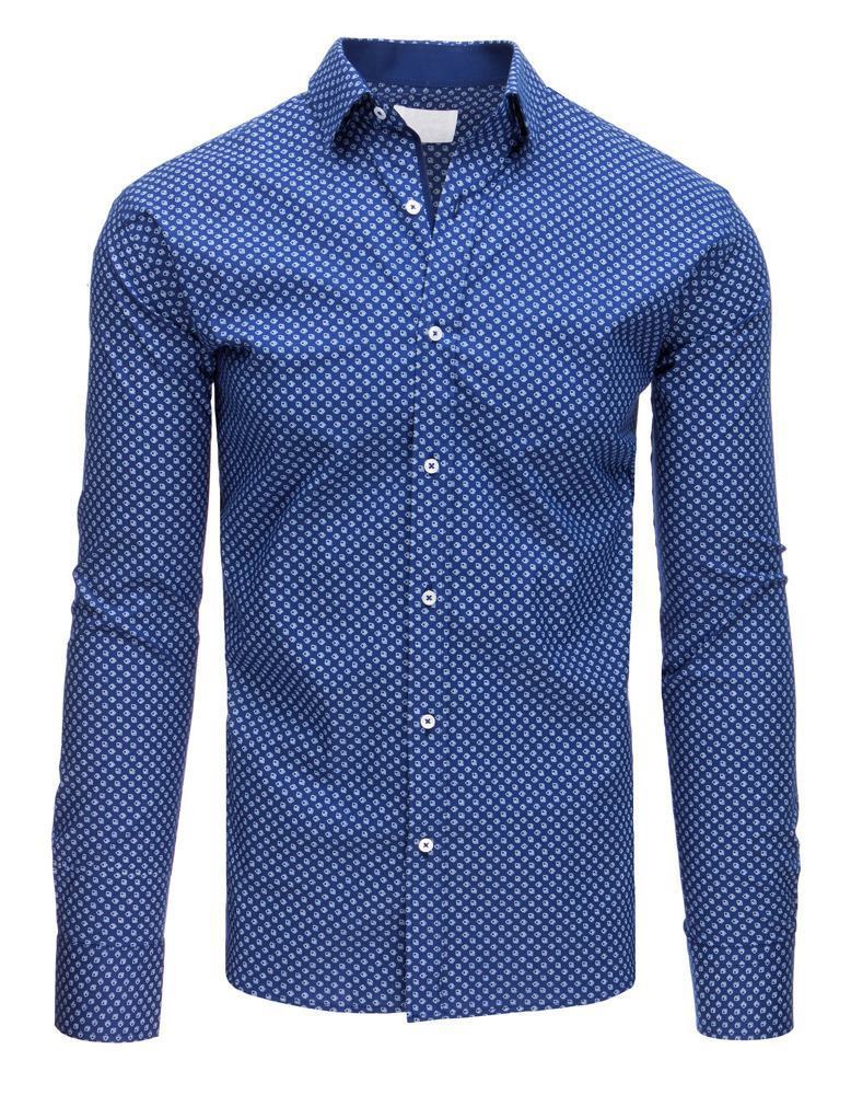 Moderní modrá pánská košile se vzorem dx1551