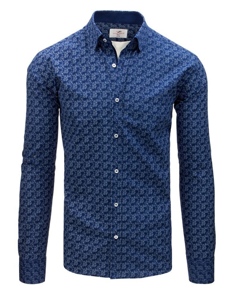Stylová vzorovaná modrá pánská Slim Fit košile dx1546