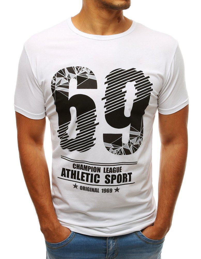 Bílé jednoduché pánské tričko s nápisem rx3524