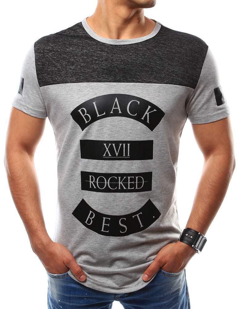 Trendové šedé pánské tričko s potiskem vrx2440