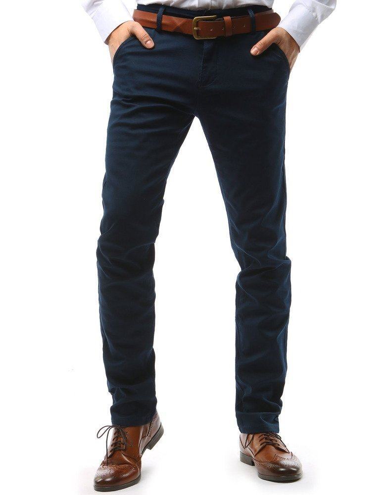 Pánské atraktivní chino kalhoty černo modré ux1578