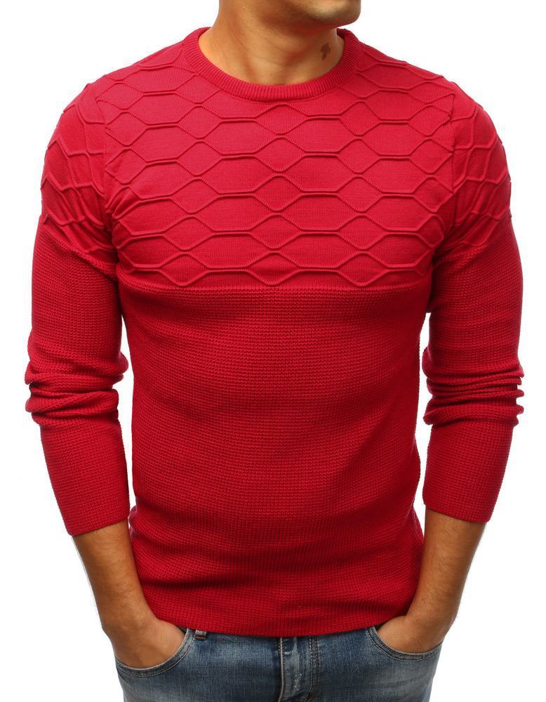 Pánský vzorovaný červený svetr wx1208