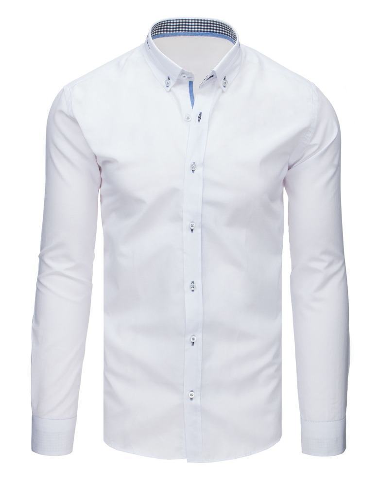 Levně Elegantní bílá pánská košile dx1641