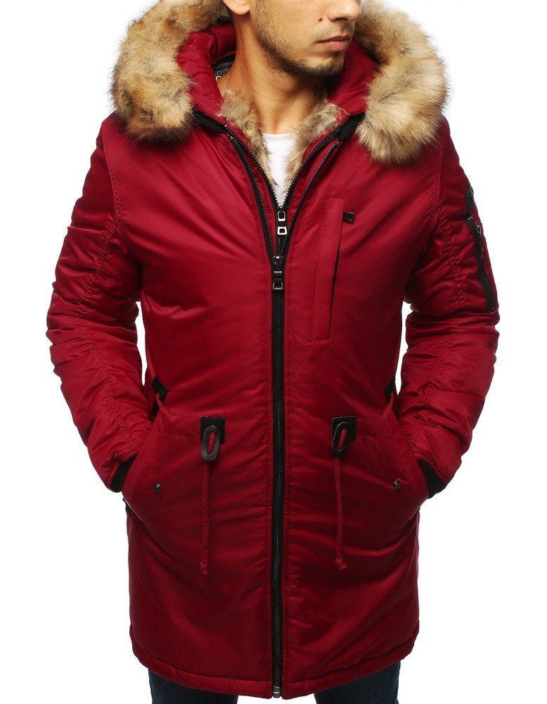 Teplá zimní pánská bunda červená tx2960
