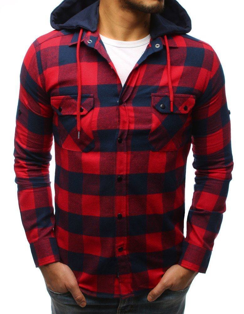 Moderní kostkovaná košile červeno-modrá dx1693