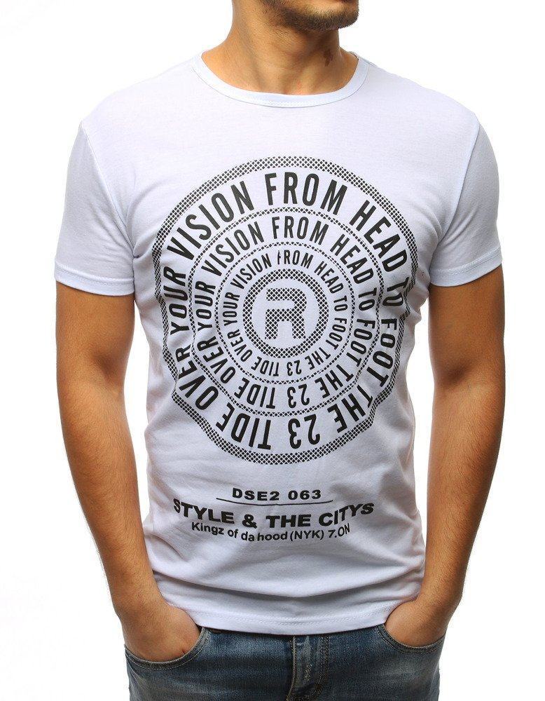 Bílé pánské trendové tričko s nápisem rx3114