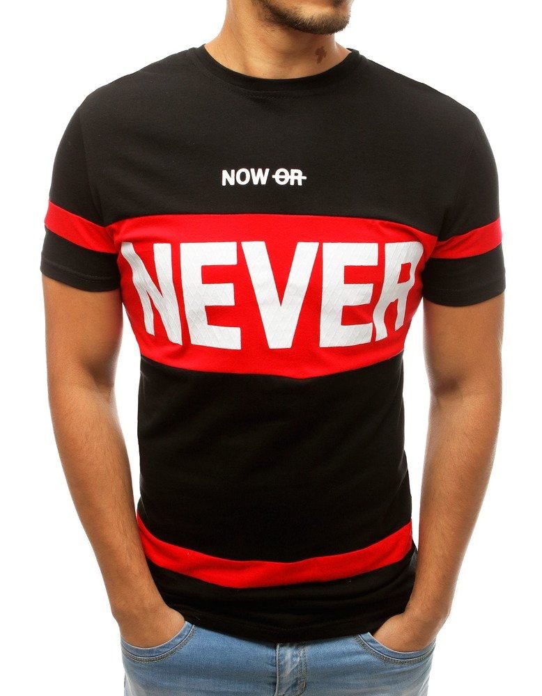 Pánské černé tričko s nápisem NOW or NEVER rx3725