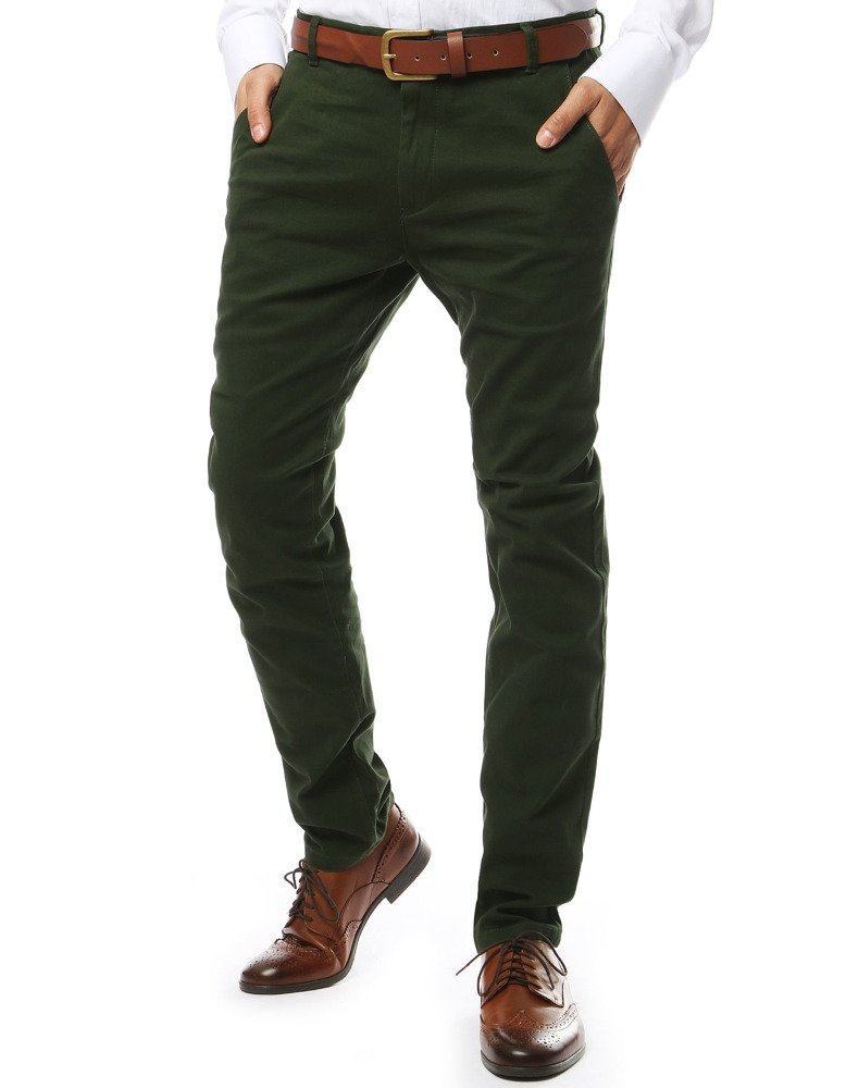 Pánské elegantní zelené chino kalhoty ux2137