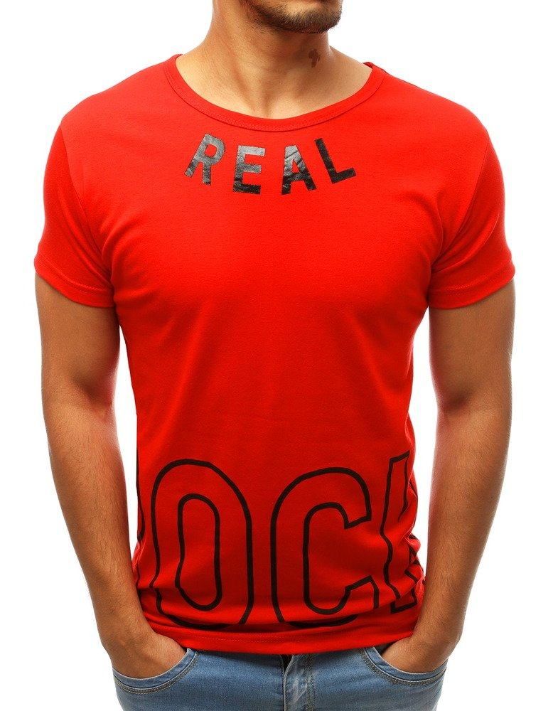 Pánské jedinečné červené tričko s nápisem rx3815
