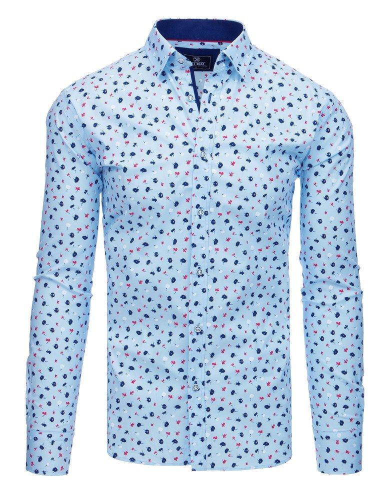 Elegantní pánská košile modrá se vzorem dx1761