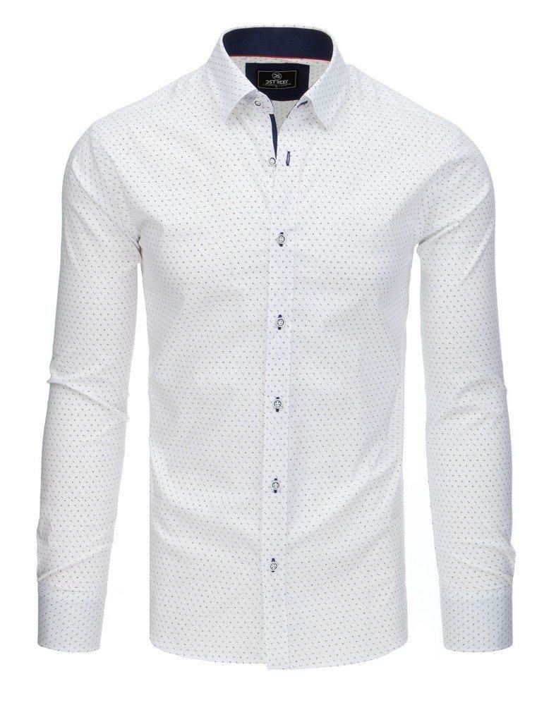 Pánská elegantní bílá košile se vzorem dx1765