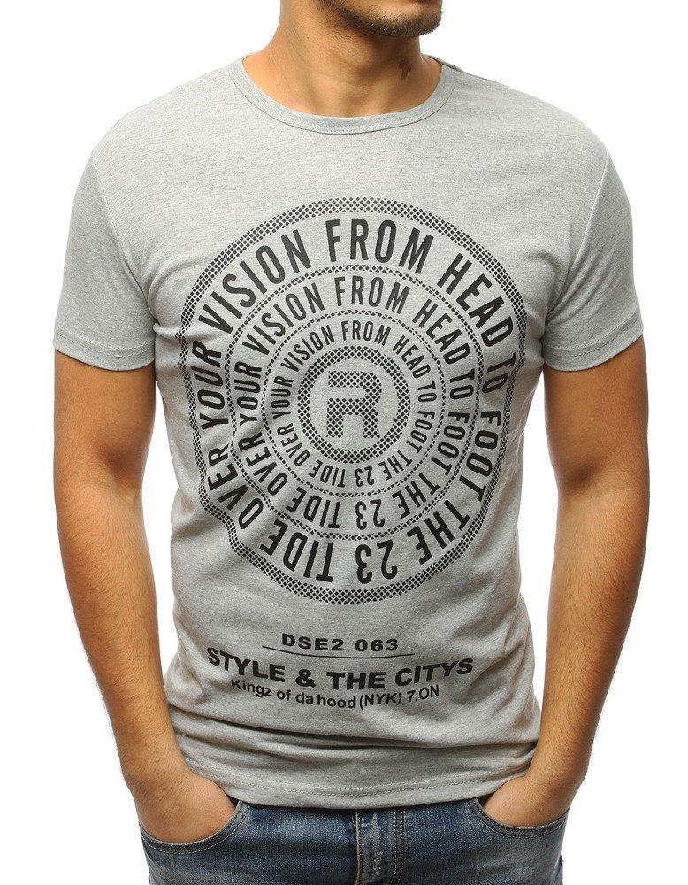 Šedé pánské trendové tričko s nápisem rx3115