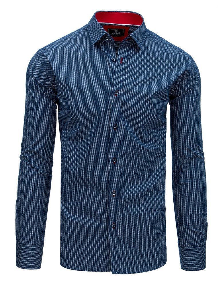Pánská elegantní košile modrá se vzorem dx1762