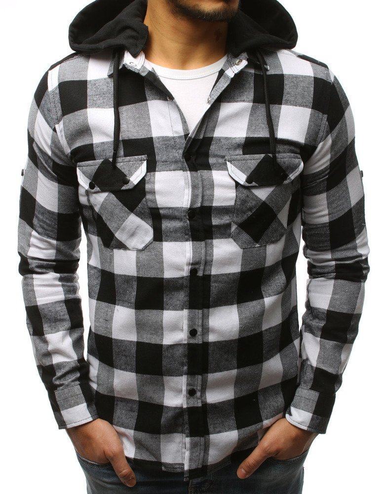 Moderní kostkovaná košile černobílá dx1696